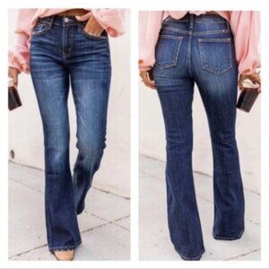 New KanCan Flare Leg Jeans Mid-rise Dark Wash 34” Inseam